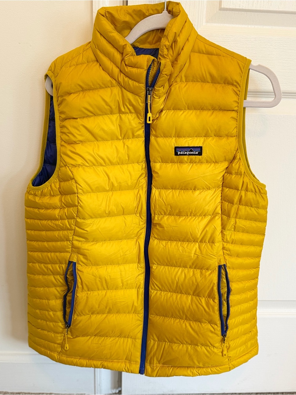 Patagonia Yellow Puffer Vest with Blue Lining - Picture 4 of 5